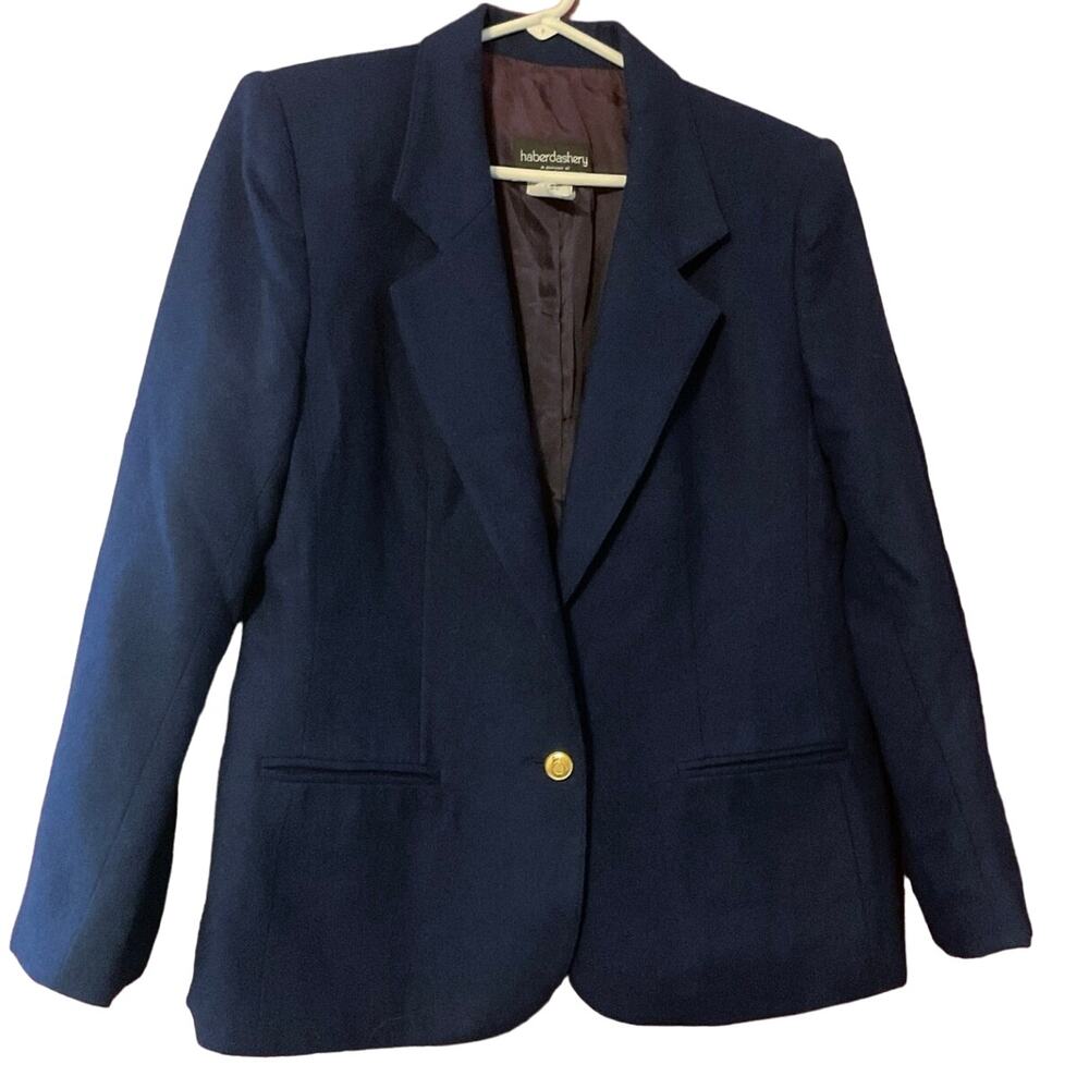 Haberdashery Size 10 Wool Blend Blazer Navy Blue